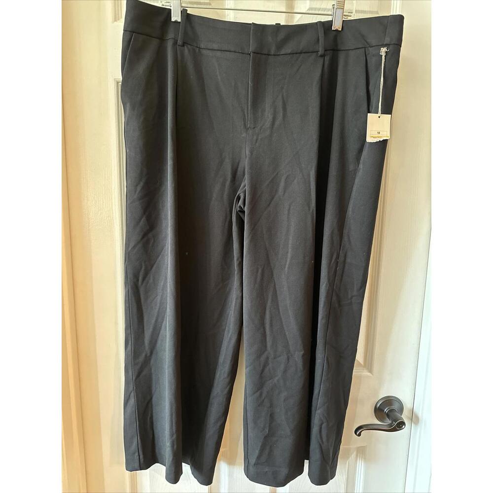 A New Day Women's Size 18 Stretch Crop Pants Wide Leg Black NWT